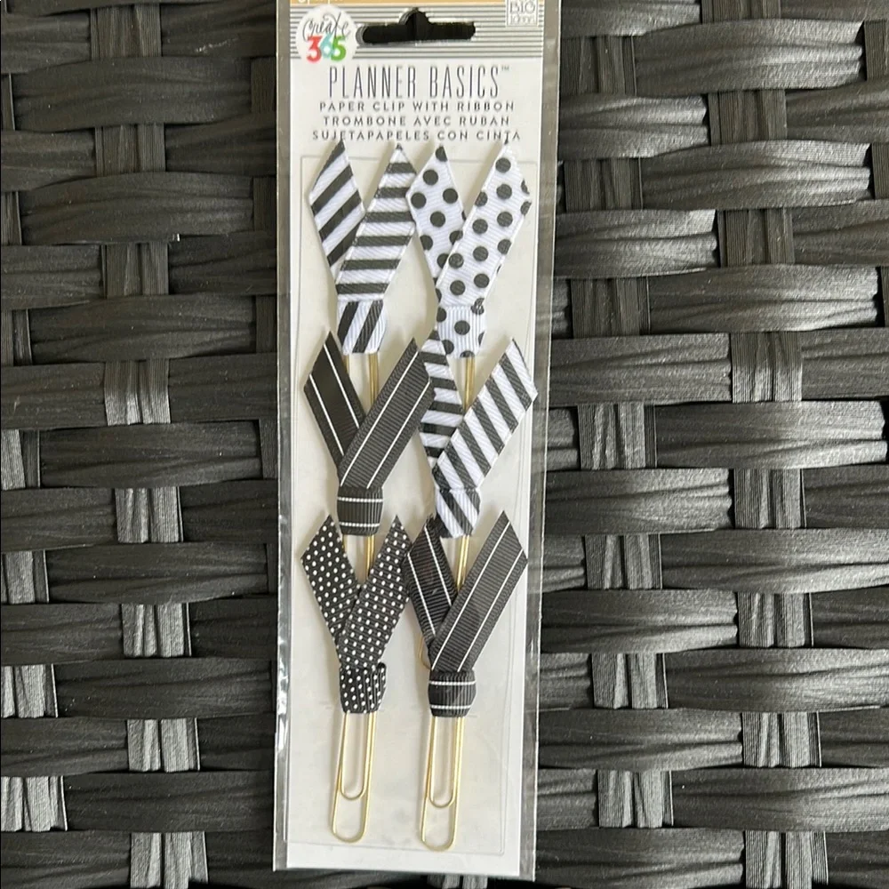 6 Pieces Create 365 Planner Basics Paper Clips with Ribbon Brand New